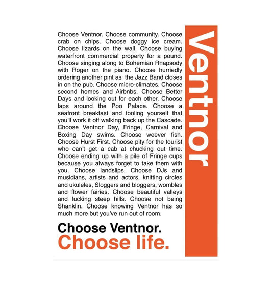 White \"Choose Ventnor\" Art Print - Medium (21 x 29.7cm)