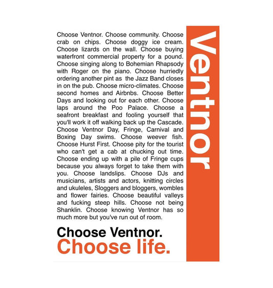White \"Choose Ventnor\" Art Print - Large (29.7 x 42cm)